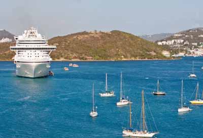 Luxury Cruise Ship off of St. Thomas, VI Photo