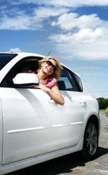 Auto Drivaway Girl in White Car Photo