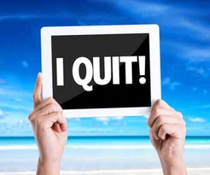 Hands Holding A Sign That Says I Quit Image