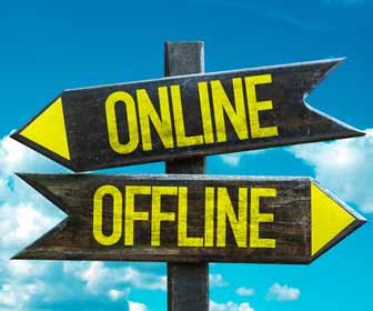 Arrows Point Toward Online or Offline