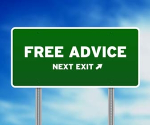 Sign saying free advice next exit image