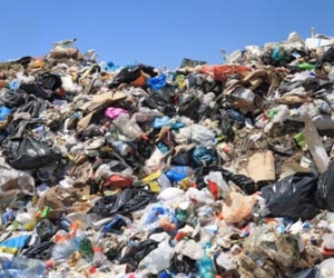 Pile of trash at garbage dump picture