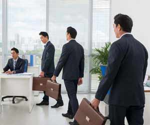 Business Man Entering Office with Briefcase (Clone Office Photo)
