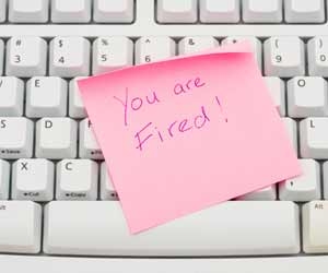 Post-It note left on keyboard let's employee know they've been fired