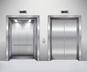 An open and a closed elevator