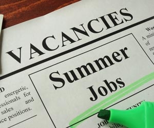 Ad in newspaper for summer job opportunities that's been highlighted