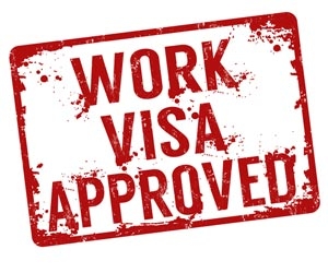 Stamp that says "work visa approved"