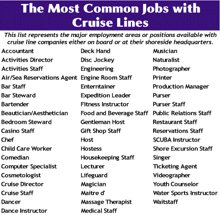 Most Common Cruise Ship Jobs