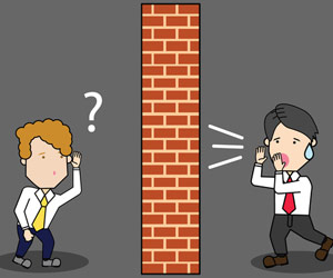 A brick wall acts like a communication barriers in the workplace
