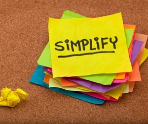A yellow post-it notes says "simplify"