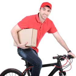 Bicycle Couriers Deliver Parcels and Packages While Riding a Bicycle